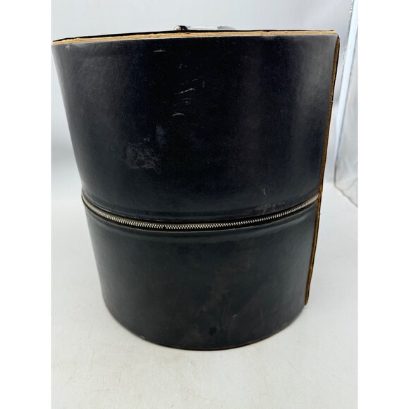 Vintage Black Vinyl Hat Box With Zipper & Handle 13X13X12.5" READ - Picture 10 of 11
